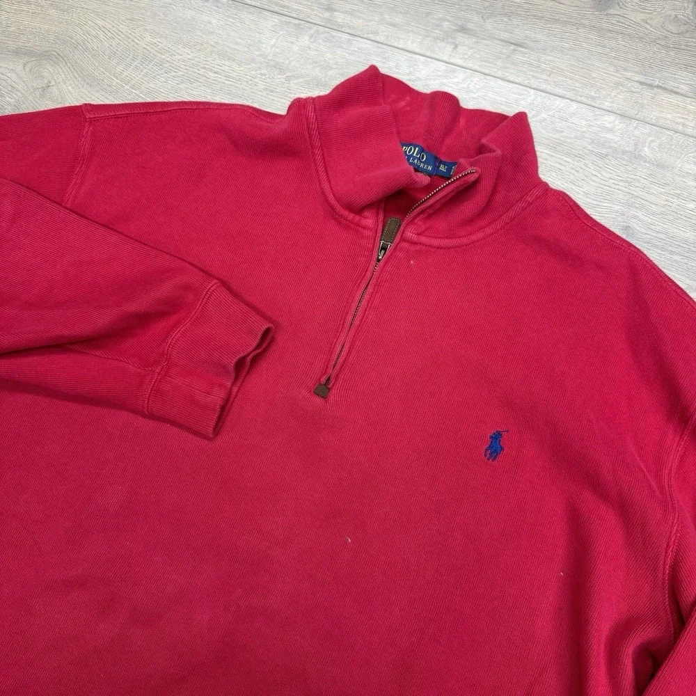 Polo‎ Ralph Lauren Red 1/4 Zip Pullover Men Sz XLT Preppy Matcha Elevated
